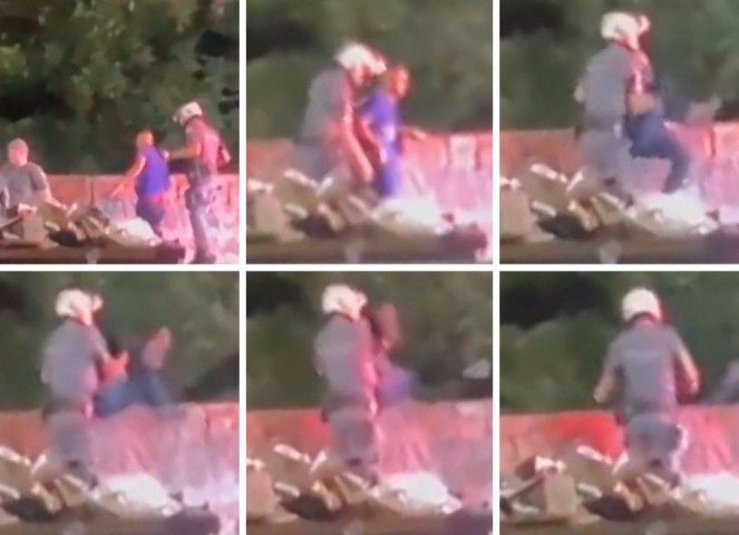 PM filmado arremessando homem de ponte em SP irá a júri popular. Reprodução: Oglobo