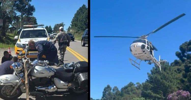 Helicóptero da Brigada Militar resgata vítima de acidente
