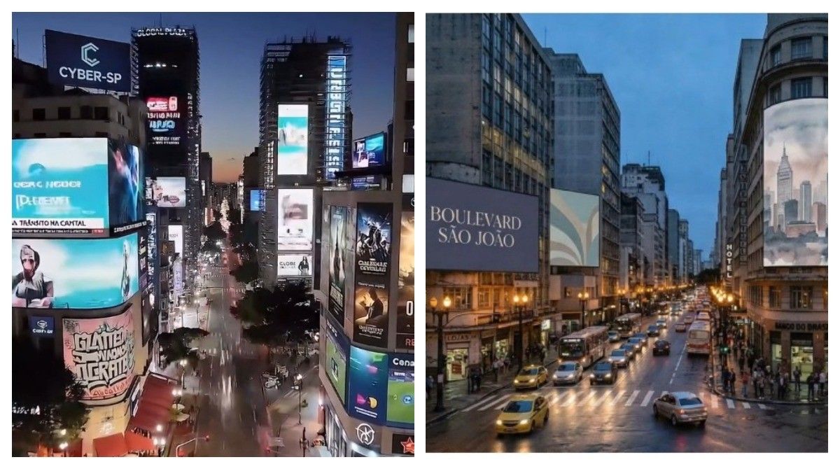 Tarcísio participa de anúncio do Times Square de SP com IA. Reprodução: G1