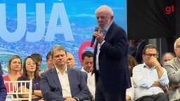 Presidente Lula e governador Tarcísio de Freitas discutem urbanização do Parque Palafitas em Santos. Reprodução: Globo