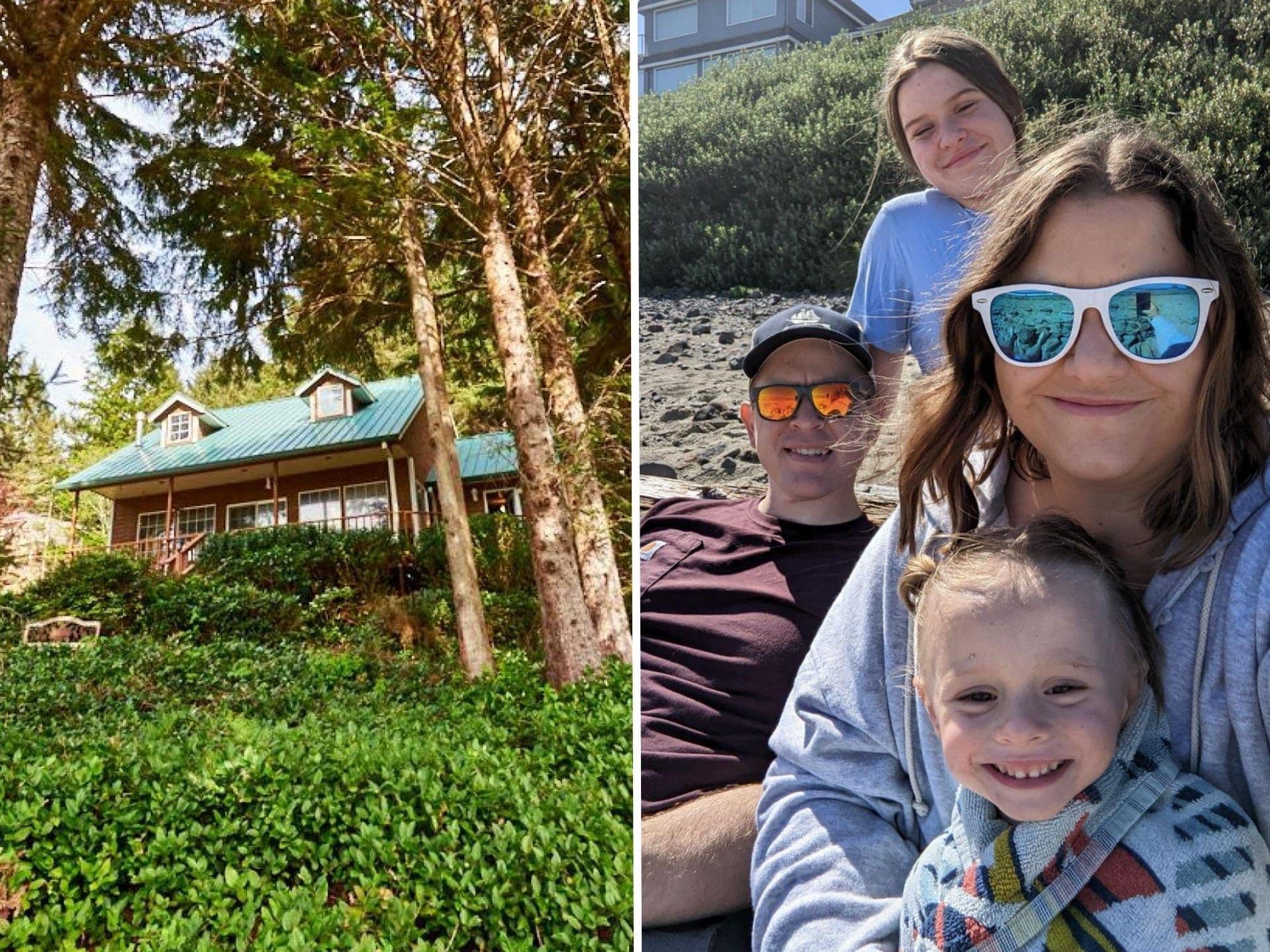 Família de Holly Humbert celebra tradições de férias na mesma casa de aluguel em Netarts Bay, Oregon.; Legenda da imagem. Reprodução: Business Insider