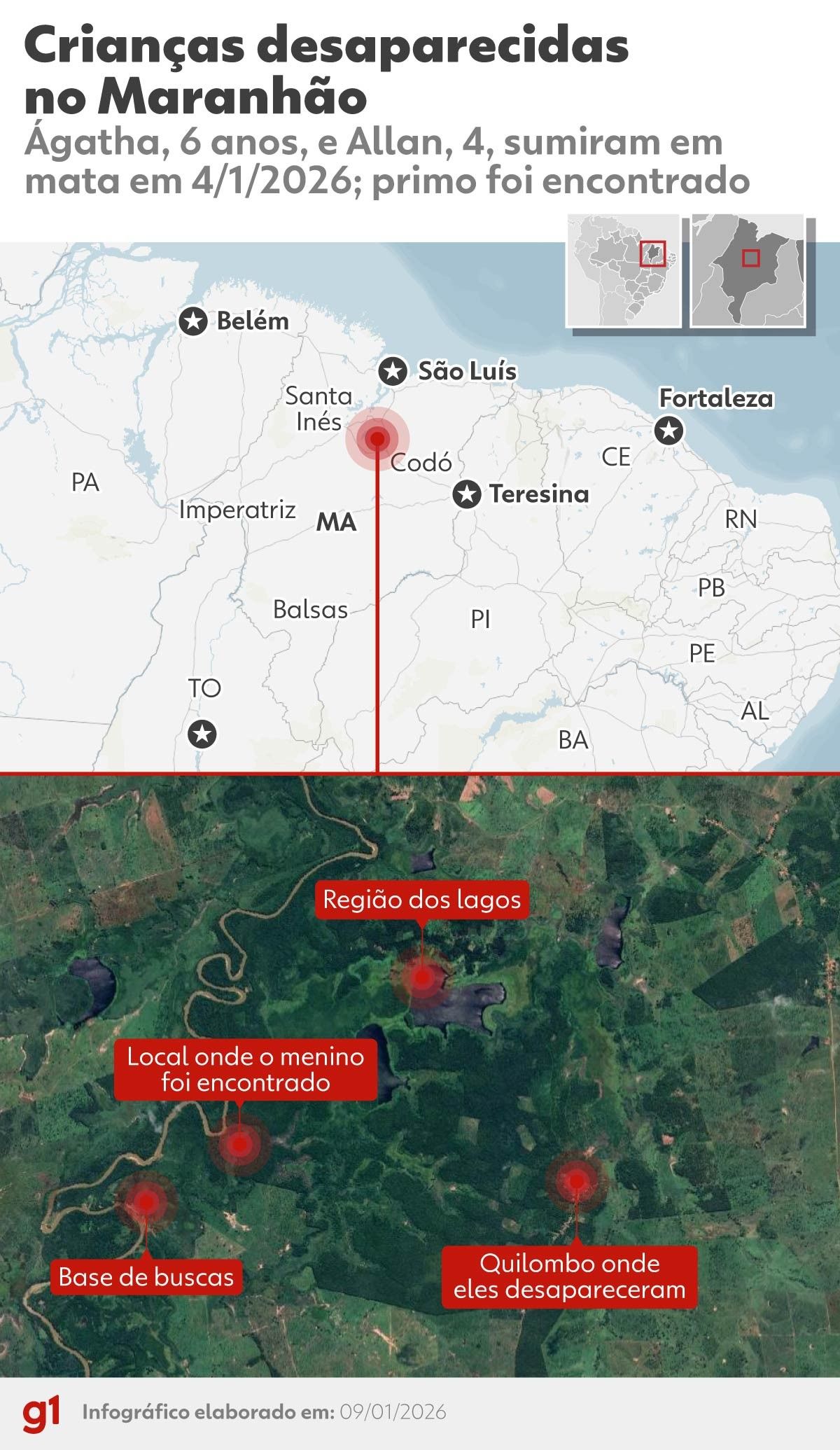 [Equipes buscam crianças desaparecidas na mata e no Rio Mearim]. Reprodução: G1