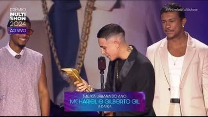 MC Hariel e Gilberto Gil vencem Melhor Música Urbana no Multishow 2024. Legenda da imagem. Reprodução: Retorno do item 11