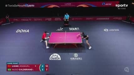 Hugo Calderano garante vaga histórica na final do Mundial de tênis de mesa em Doha. Reprodução: Globo