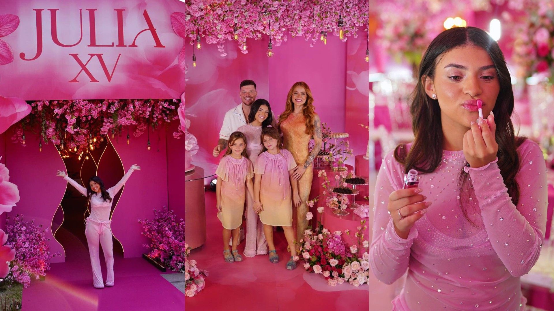 Ferrugem e Thaís Vasconcellos celebram os 15 anos da filha com festão temático. Reprodução: Gshow