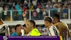 Neymar é expulso em jogo decisivo e Santos continua na zona de rebaixamento. Reprodução: Globo