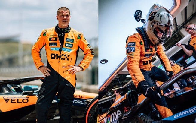Brad Pitt pilota o carro MCL60 da McLaren no Circuito das Américas. Reprodução: Autor desconhecido