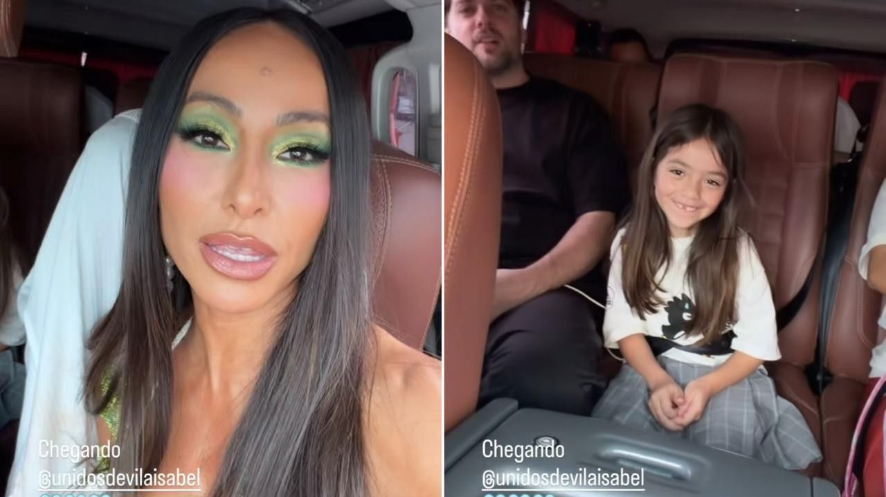 Sabrina Sato leva Zoe para ensaio da Vila Isabel no Morro dos Macacos. Reprodução: Gshow