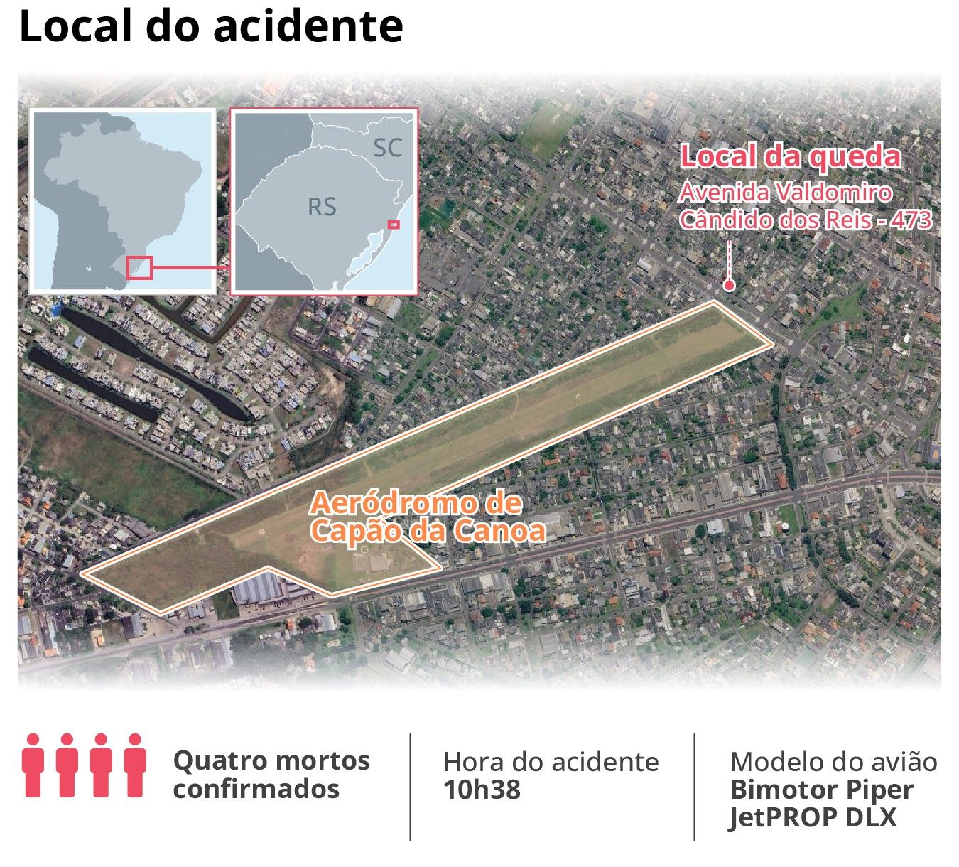 Resgate atua no litoral do RS após a queda de avião, com quatro mortos.. Reprodução: Oglobo