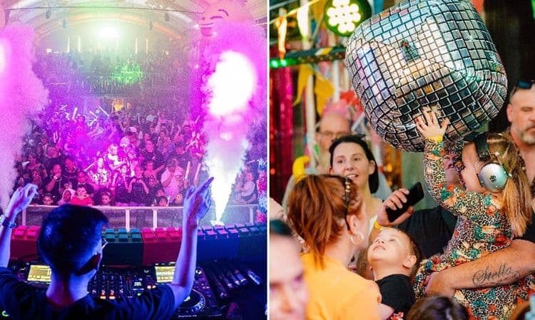 Familias se divertem em pista de dança durante evento em Nova York. Reprodução: Globo