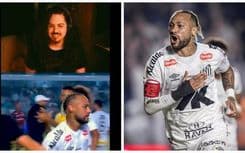 Neymar defende Danilo em discussão com torcedor durante jogo entre Santos e Flamengo.; Reprodução: Gustavo Machado