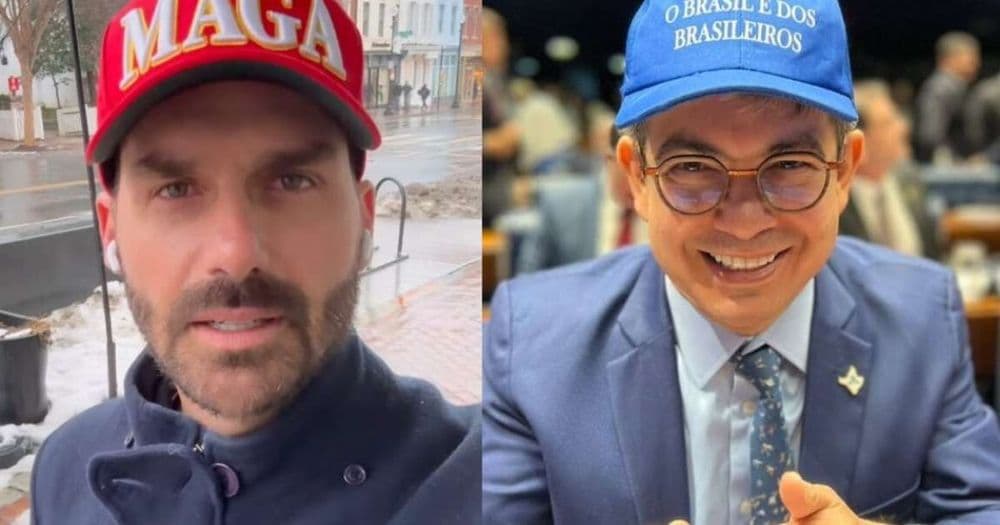 Eduardo Bolsonaro e Randolfe discutem bonés nas eleições
