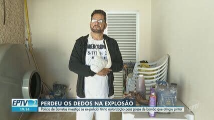 Pintor Ronaldo de Oliveira e a esposa, Juliana, após explosão de bomba em Barretos. Reprodução: Valdinei Malaguti/EPTV