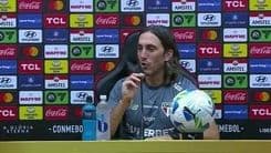 Luis Zubeldía comenta sobre vitória do São Paulo contra Talleres na Libertadores. Reprodução: Globo
