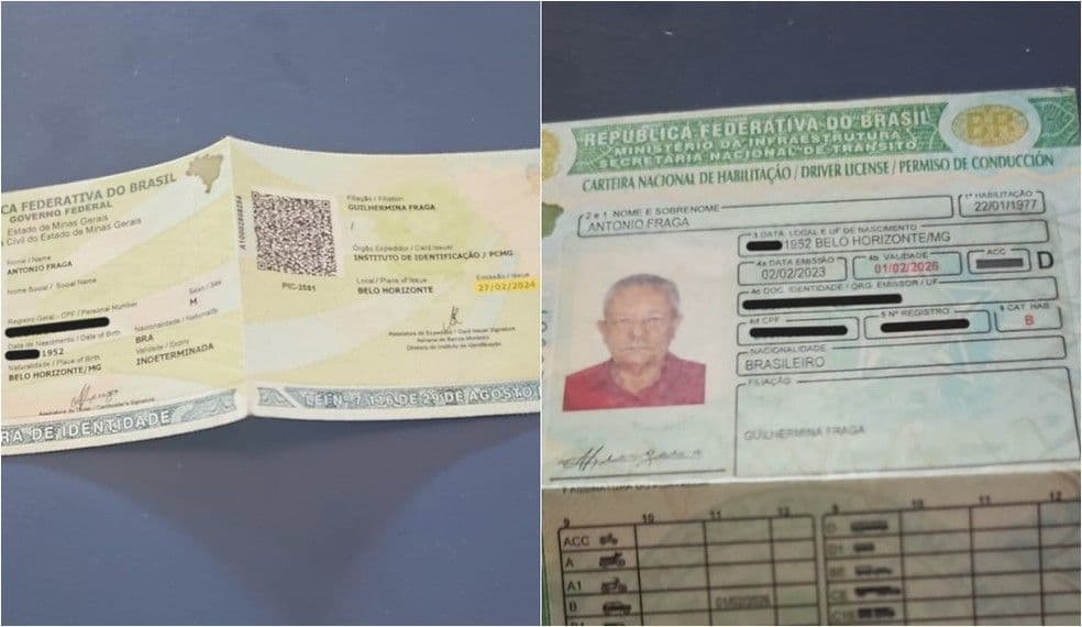 Documentos que comprovaram à Justiça a vida de Antônio Fraga após fraude de identidade. Reprodução: G1