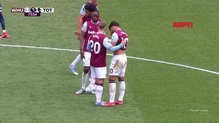 Paquetá emociona-se após receber cartão amarelo durante partida da Premier League. Reprodução: Globo