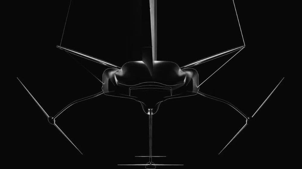 Ferrari apresenta protótipo de iate Hypersail, que navegará com energia limpa em 2026. Reprodução: Globo