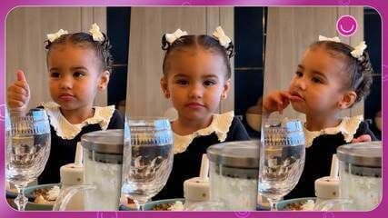 Neymar, Bruna Biancardi e Mavie aparecem com fantasias parecidas no Halloween. Reprodução: Globo