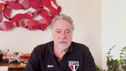 Rui Costa, executivo do São Paulo, em entrevista no Morumbi sobre áudio do VAR no clássico. Reprodução: Retorno do item 11