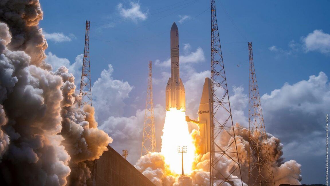 Ariane 6, foguete europeu, atende à missão da Amazon. Reprodução: Arstechnica