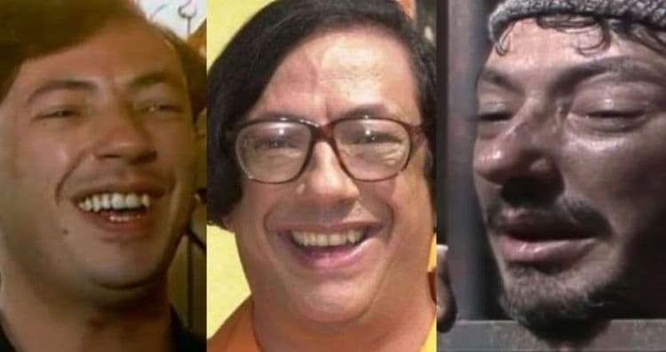 Marcos Oliveira em seus icônicos papéis na TV: cabeleireiro, pasteleiro e detento. Reprodução: Terra