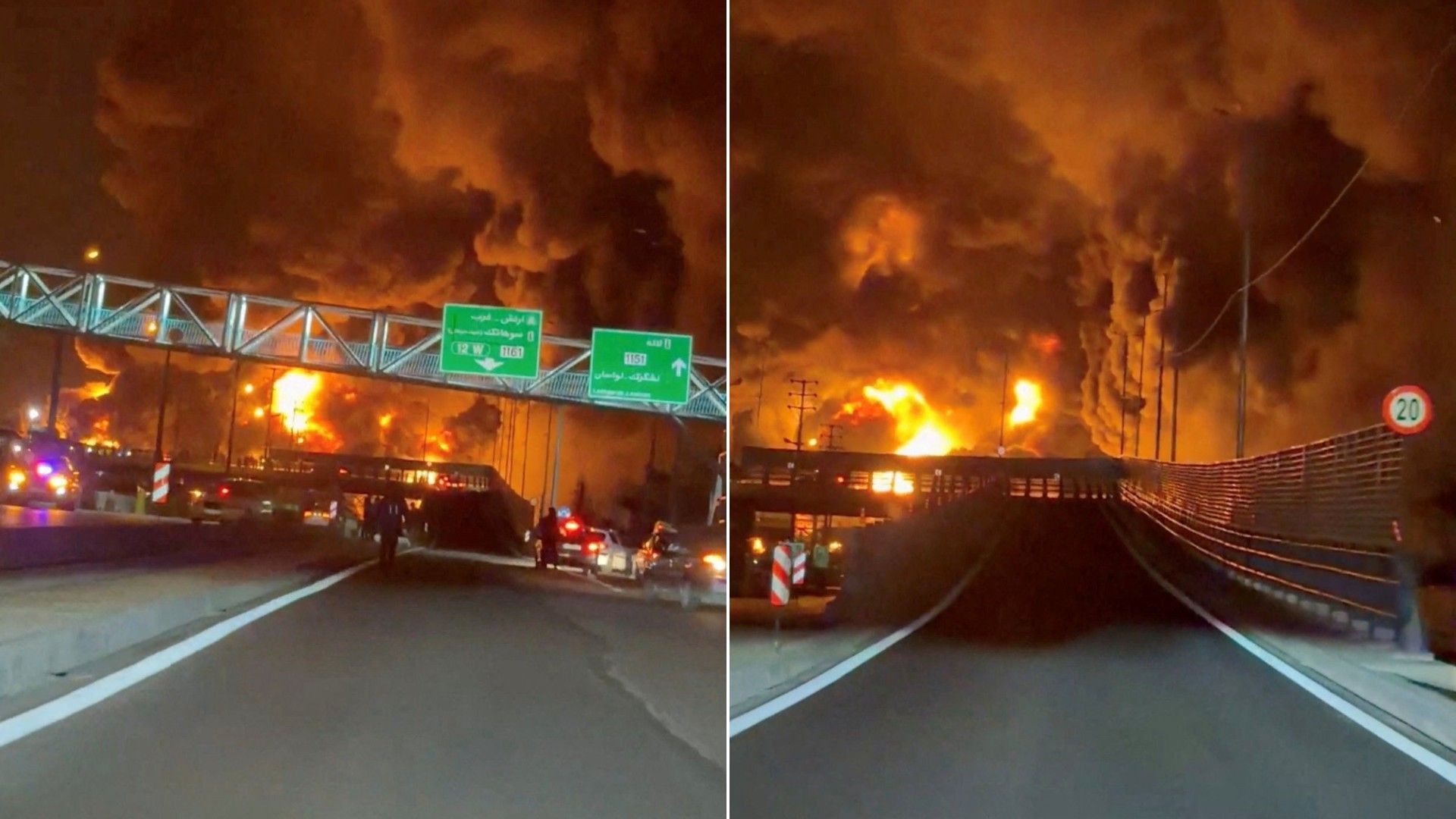 [Incêndio em depósito de combustível no Iraque após ataque com drone]. Reprodução: G1