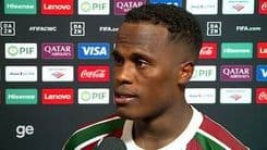 Jhon Arias expressa frustração após eliminação do Fluminense na Copa. Reprodução: Globo