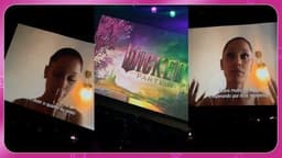 Ariana Grande manda recado para fãs brasileiros no evento Wicked: Part II. Reprodução: Retorno do item 11