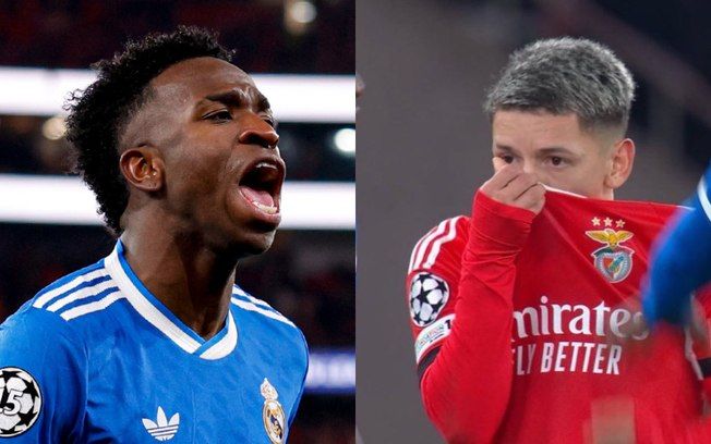 Vini Jr. em coletiva reage a acusação, chamando Prestianni de covarde. Reprodução: Esporte