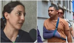 Luisa Baptista e Nayn José Sales chegam ao júri no Fórum de São Carlos. Legenda da imagem. Reprodução: Retorno do item 11