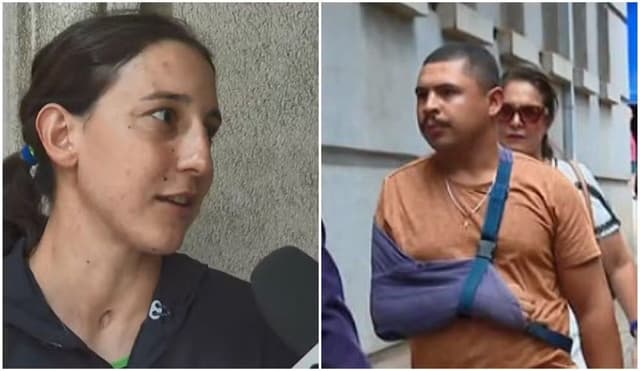 Luisa Baptista e Nayn José Sales chegam ao júri no Fórum de São Carlos. Legenda da imagem. Reprodução: Retorno do item 11