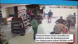 Homens conversam em padaria antes de desaparecimento durante viagem ao Paraná. Reprodução: Globo