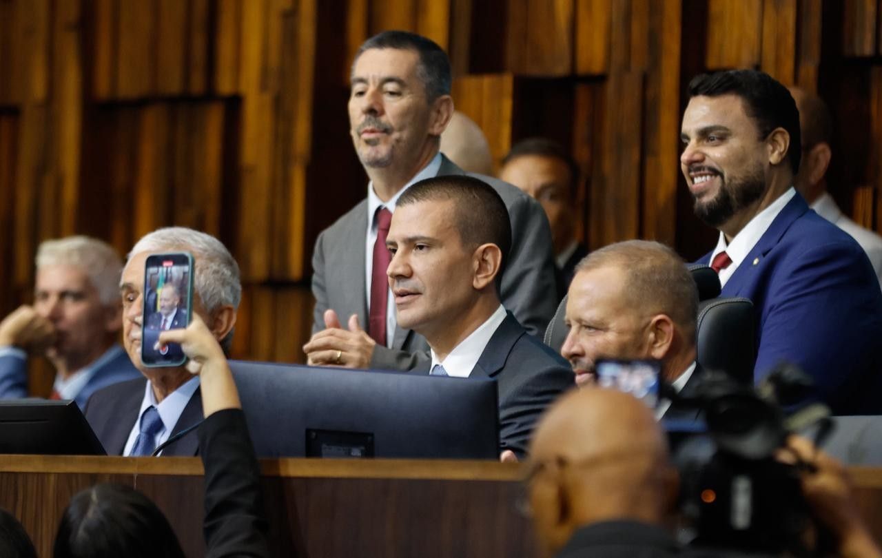 Douglas Ruas em evento sobre estratégias para assumir o governo do Rio após vitória na Alerj. Reprodução: Oglobo