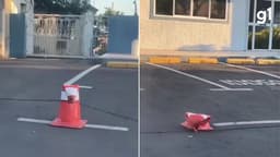 Onda de calor provoca derretimento de cones de trânsito