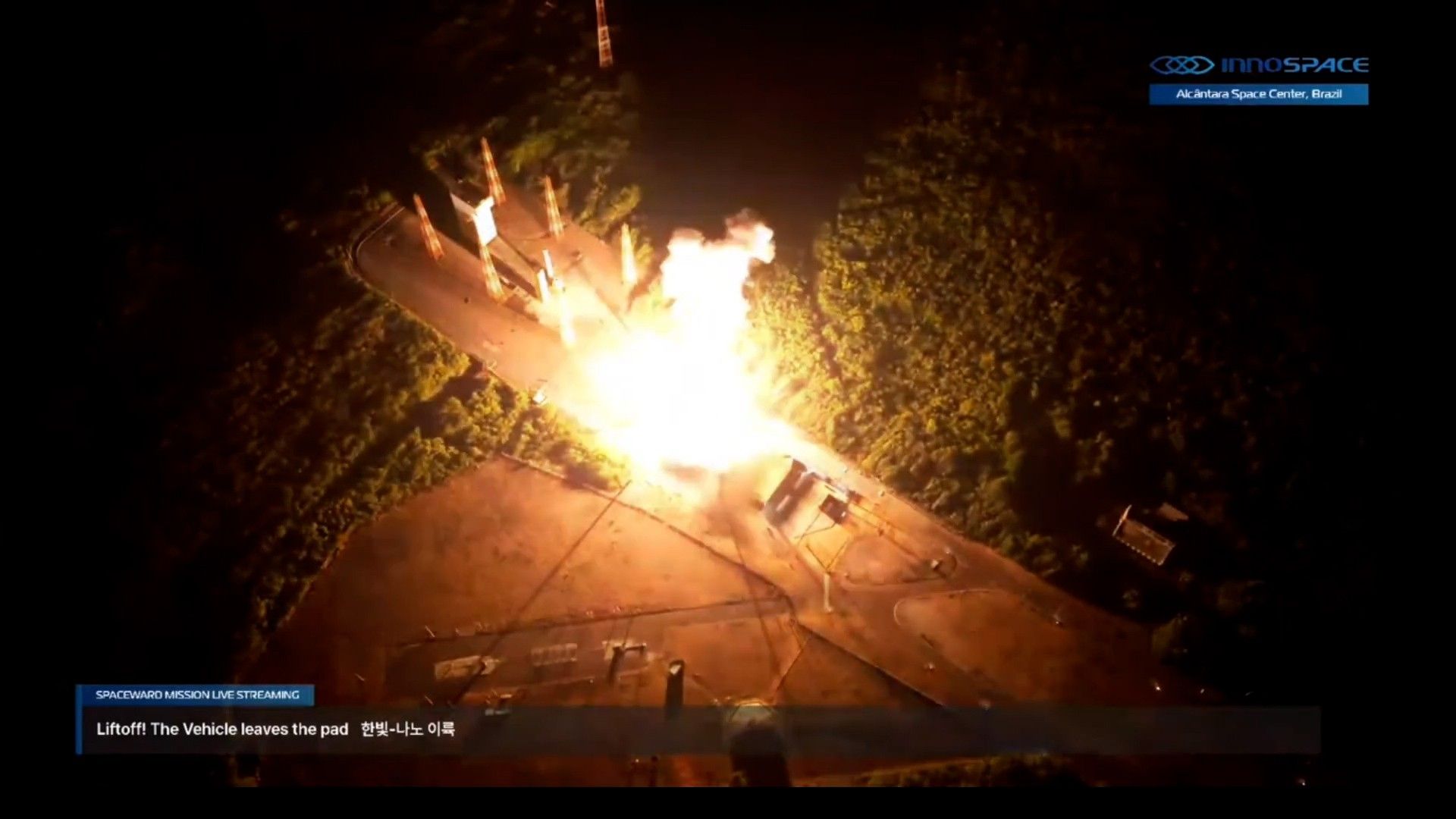 Foguete decolando de Alcântara com satélites do Brasil e da Índia. Reprodução: G1