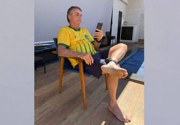 Jair Bolsonaro em prisão domiciliar no condomínio Solar de Brasília. Reprodução: Globo