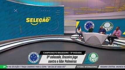 Debate sobre a partida entre Cruzeiro e Palmeiras em destaque na Seleção Sportv. Reprodução: Globo.