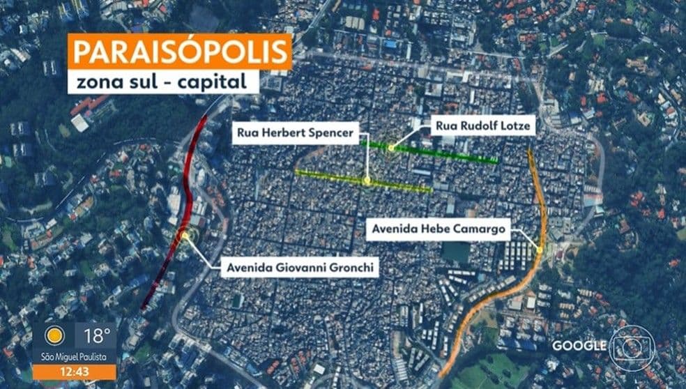 Protesto violento após a morte de suspeito durante operação policial em Paraisópolis. Reprodução: TV Globo