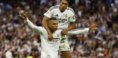 Mbappé celebra gol durante a vitória do Real Madrid sobre o Celta no Bernabéu. Reprodução: UOL