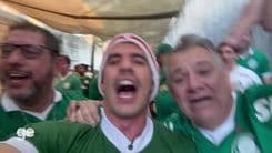 Paulinho celebra gol da vitória do Palmeiras contra o Botafogo na Copa do Mundo de Clubes. Reprodução: Globo