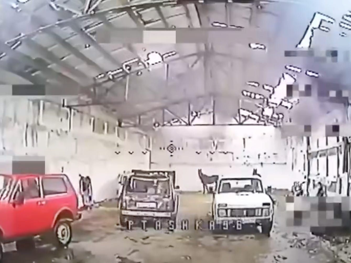 Piloto drone ucraniano encontra arsenal russo, cheio de cavalos e carros velhos.. Reprodução: Businessinsider