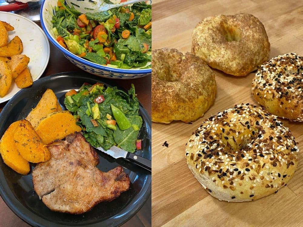 Teste de receitas fáceis de três ingredientes na air fryer, incluindo pães e pratos saborosos. Reprodução: Chelsea Davis
