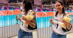 Bruna Uzuenta comparece ao jogo do time de Gabi Guimarães em SP. Reprodução: Gshow