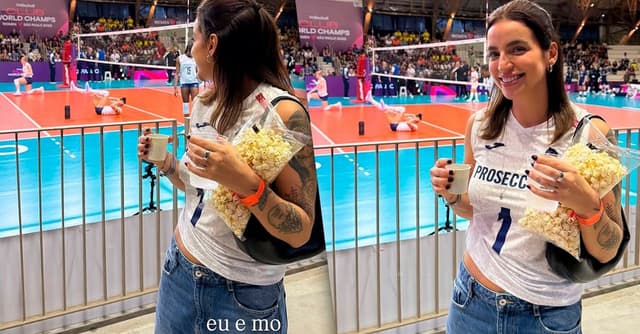 Bruna Uzuenta comparece ao jogo do time de Gabi Guimarães em SP. Reprodução: Gshow