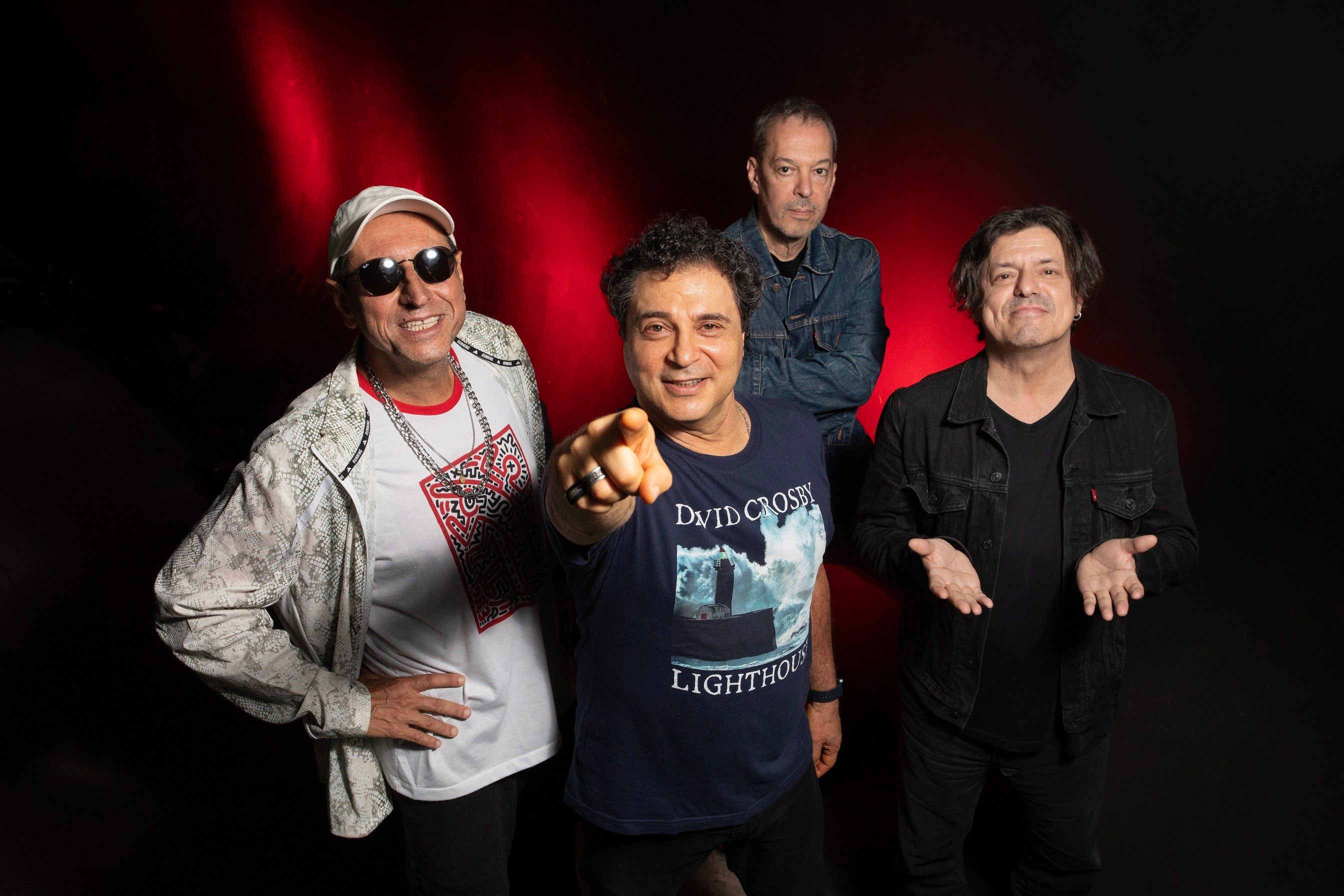 Barão Vermelho originais em estúdio, preparando a turnê Encontro. Reprodução: Oglobo