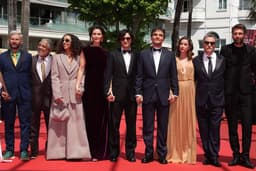 Competidores do 78º Festival de Cinema de Cannes, incluindo o brasileiro 'O Agente Secreto'. Legenda da imagem. Reprodução: Globo