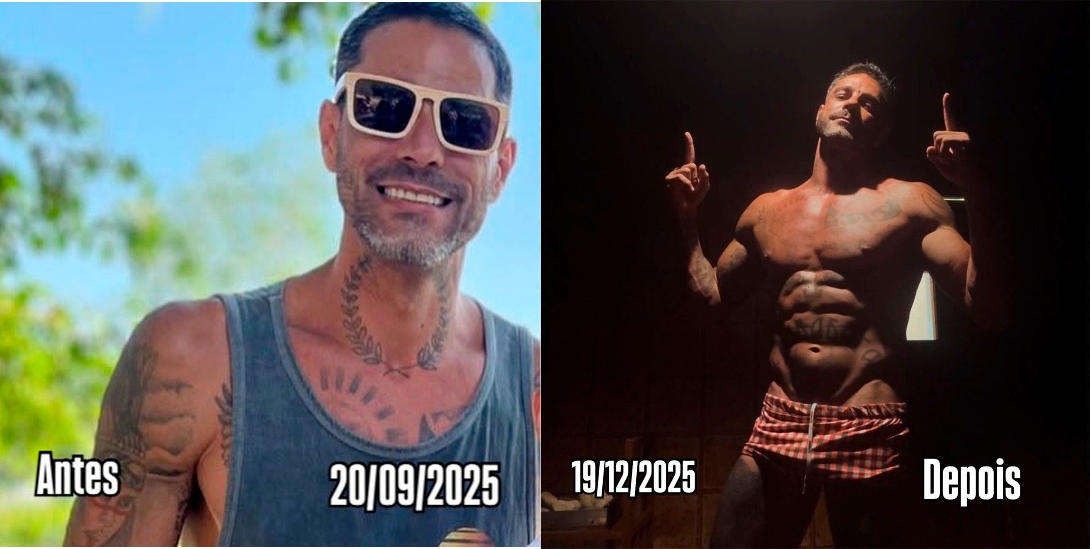 [Diego Grossi exibe evolução física após treinos]. Reprodução: Gshow