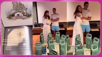 Giovanna Lancellotti e Gabriel David se preparam para o casamento com reuniões com padrinhos. Reprodução: Globo