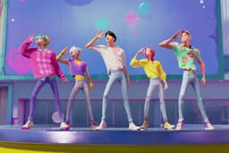 Saja Boys, grupo de K-pop, em foto promocional, envolto na controvérsia por tradução supostamente equivocada. Legenda da imagem. Reprodução: Retorno do item 11