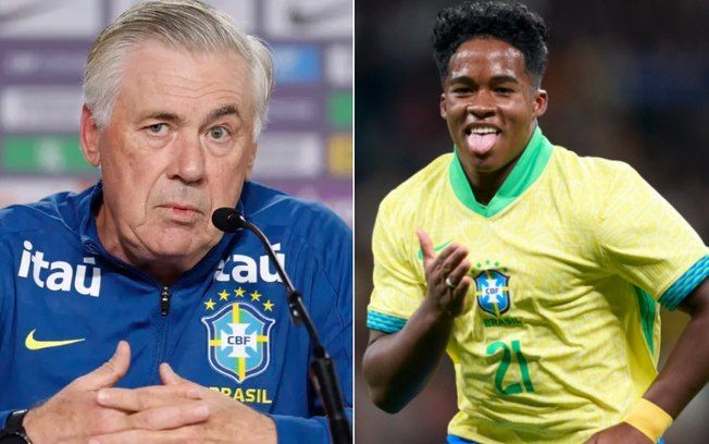 Ancelotti cita Endrick como futuro da Seleção, deixando Neymar em segundo plano.. Reprodução: Esporte